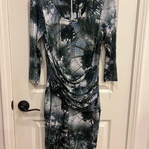 Escada Grey Patterned Matte Jersey Dress Size 8